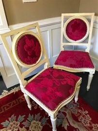  A wonderful set of small French boudoir chairs covered Scalamandre velvet