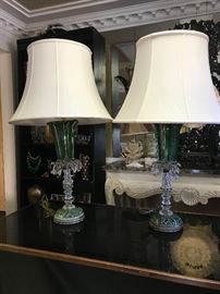 A pair of Marano crystal lamps