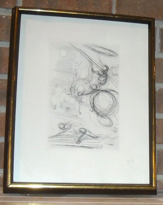 Salvador Dali etching. Certificate of authenticity on back.