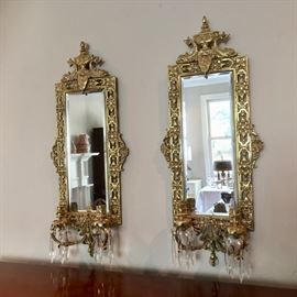mirrored brass candle sconces