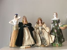 two B. Brooks dolls together with porcelain brush doll and figurine