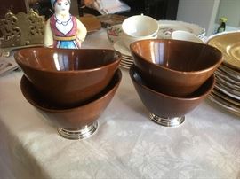 mahogany individual salad bowls with sterling rim