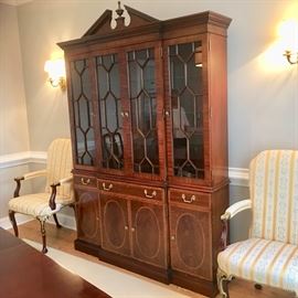 Councill Craftsman inlaid mahogany china cabinet/bookcase