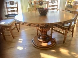 French carved oak pedestal table