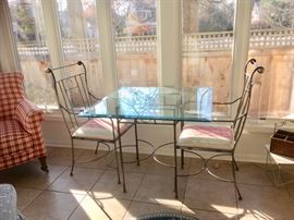 iron & glass table and chairs