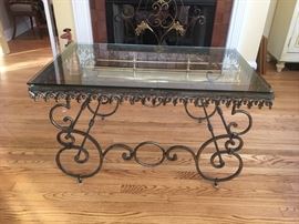 French iron & glass table