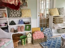  pillows, seat cushions and light shades