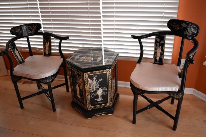 ORIENTAL CHAIRS & ACCENT TABLE