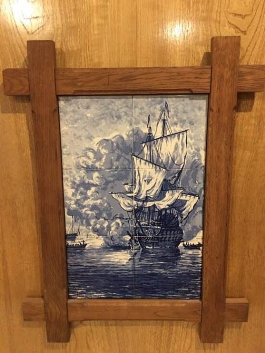 Kanonschot Vintage Delft Blue HandPainted Tile