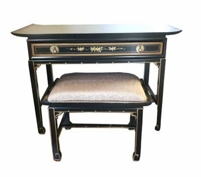 Vintage Drexel Chinoise Desk and Bench - Signed