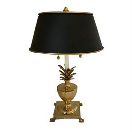 Hollywood Regency Brass Pineapple Lamp
