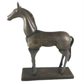 Decorative Modernist Metal and Wood Horse Statue