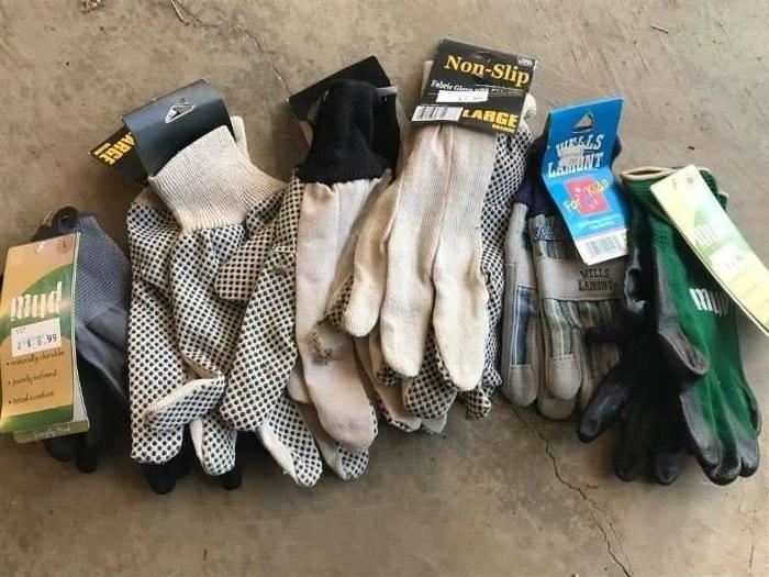 several brand new gloves.