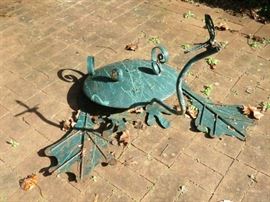 EARLY SALE. $350. FROG FOUNTAIN. CUSTOM METAL ART BY JOEL HAAS.