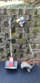 weed whacker and power shovel