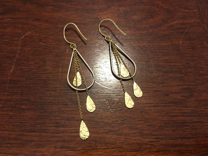 14K Leaf Drop Earrings