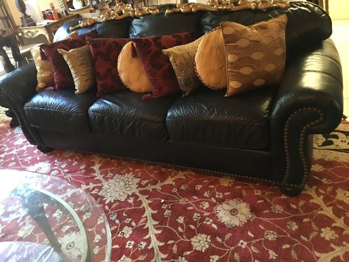 Fine Leather-Studded Sofa - Custom Piece