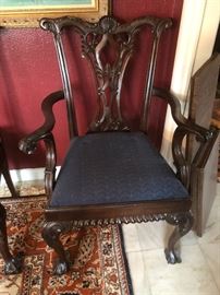 Dining room table chair with claw feet