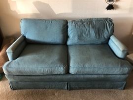 The blue loveseat