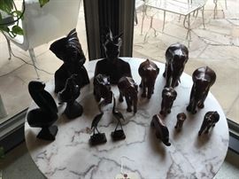 collection of carved animals