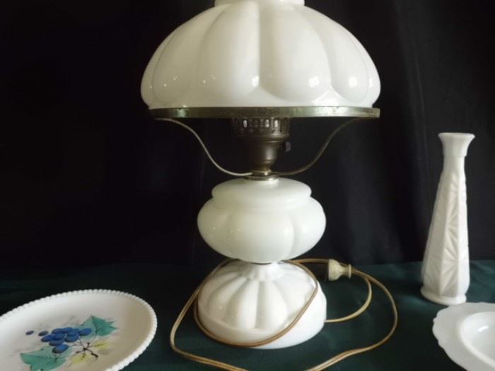 Milk Glass Vintage Lamp and More