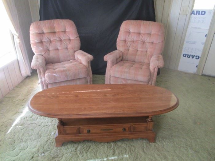 Recliner Rockers and Vintage Coffee Table