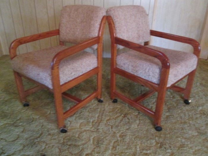 Wood frame vintage chairs