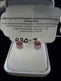 Sterling Silver & Lab Sapphire Earrings