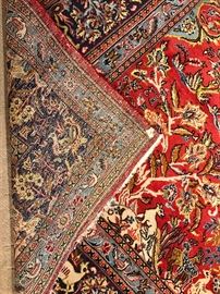 Extra Large Hand Woven Wool and Silk Area Rug Made in Iran