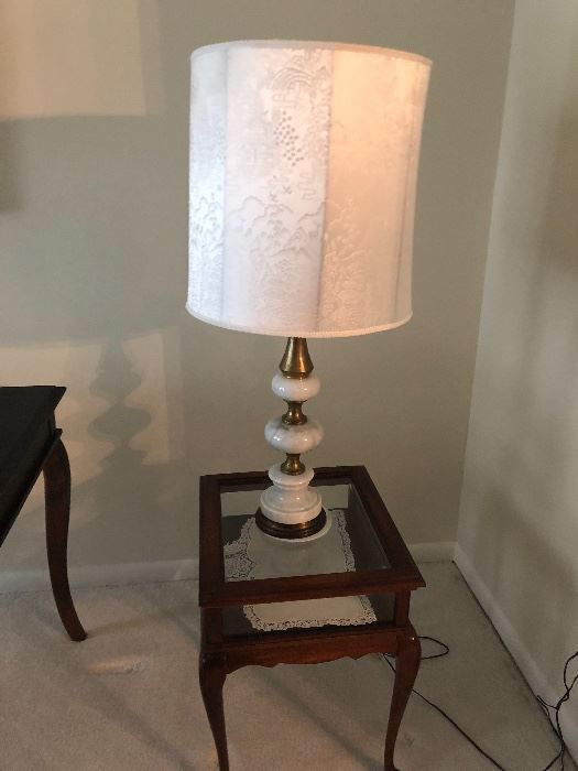 Marble Lamp $50.  Antique table $65