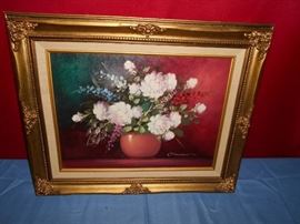 Gold Framed Floral Oil Painting