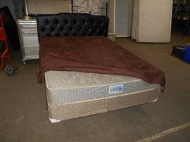Queen Size Black Vinyl Upholstered Head board on B ...