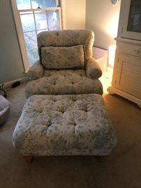 plush armchair and ottoman