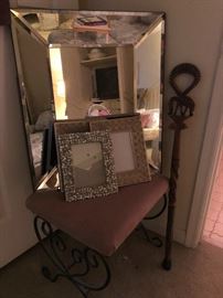 mirrors, frames, padded foot stool