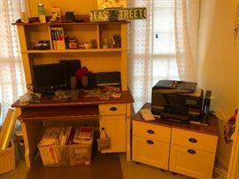 computer desk, hutch, cabinet