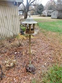 Figural Metal Bird House with Stand