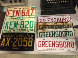 Vintage N.C. License Plates and Greensboro, N.C. City Tags