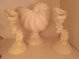 Seashell Candlesticks and Center Bowl