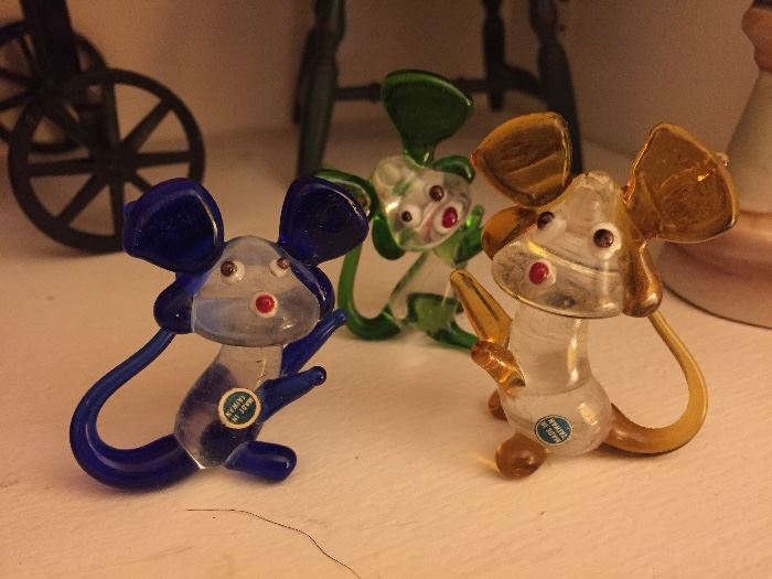 Small Glass Mice Figurines