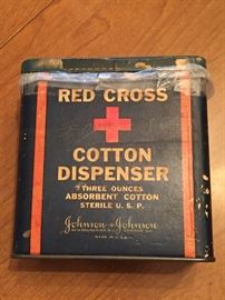 Old Red Cross Cotton Dispenser