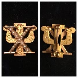 Old Seed Pearl Fraternal Pin