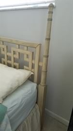 Headboard Shangri-La Collection by Dixie Furniture. "Beautiful Oriental Group, finished in antique white with powder blue trim, accented with a touch of bamboo.