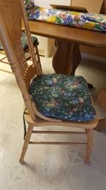 Oak chairs, maple table