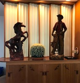 Cowboy and Horse Ceramic Figures