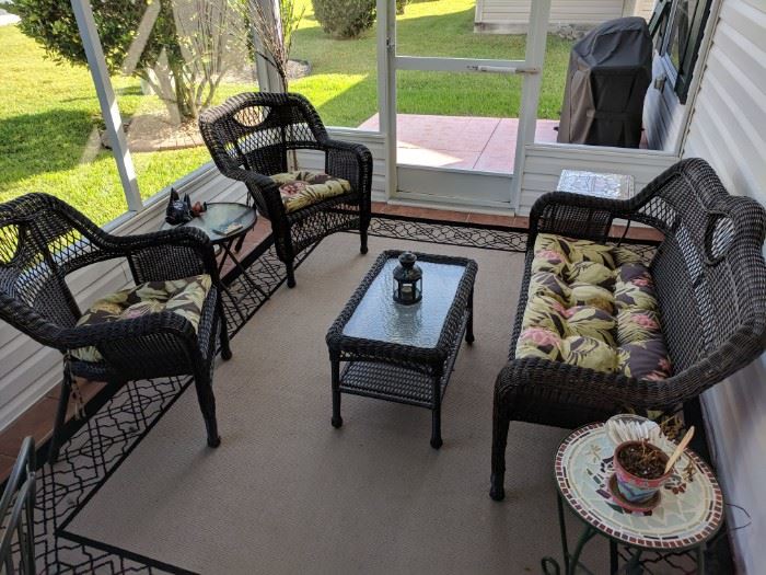 Black wicker patio set