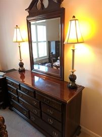 Dresser with attached mirror