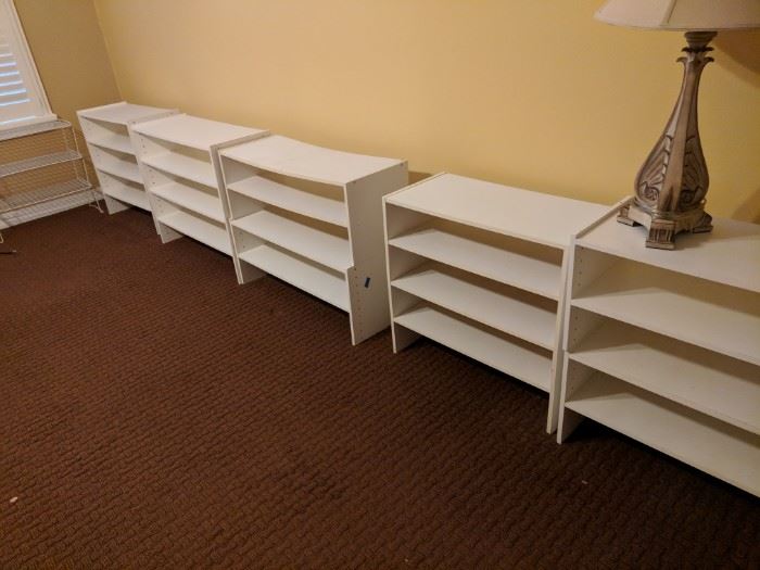 Numerous stackable storage shelves