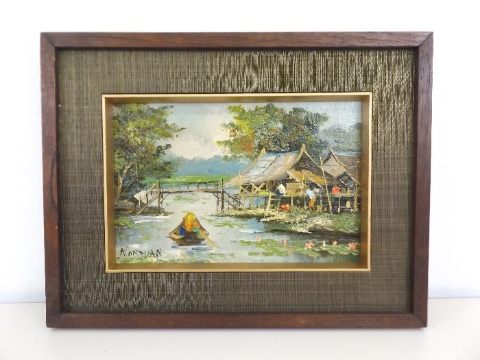 Vintage Framed Oil on Board Painting by Listed Artist Nogsuan
