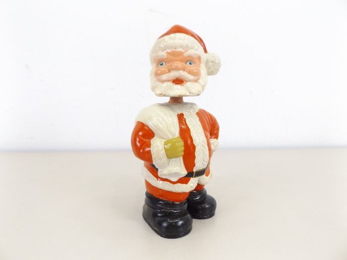 Vintage Paper Mache Hand Painted Santa Clause Bobblehead 
