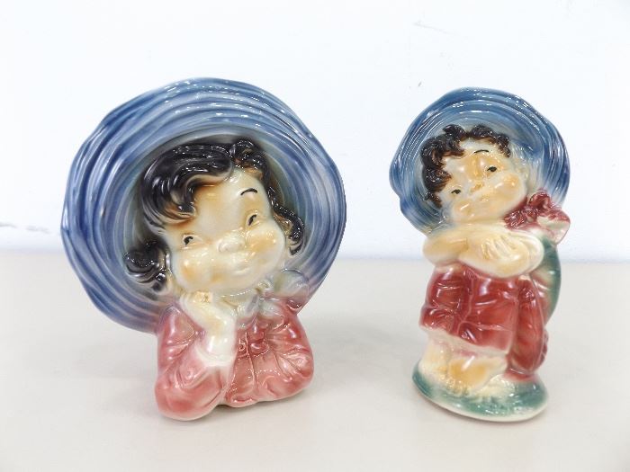 2 Vintage Royal Copley Porcelain Asian Themed Head Vases
